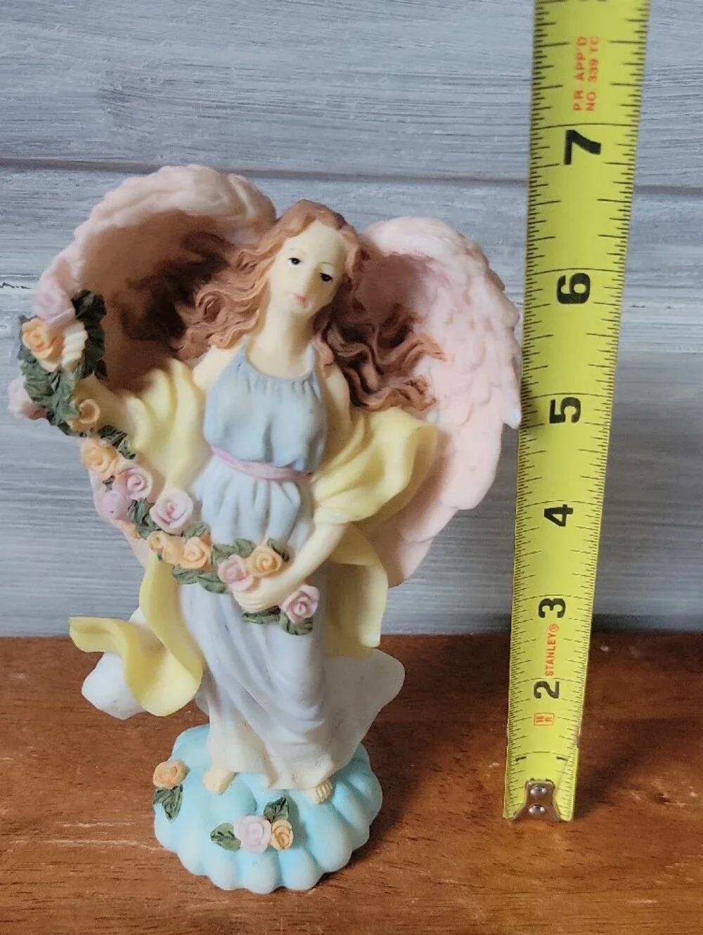 Hand-Painted Angel Figurine in Pastel Colors - Decorative Home Accent